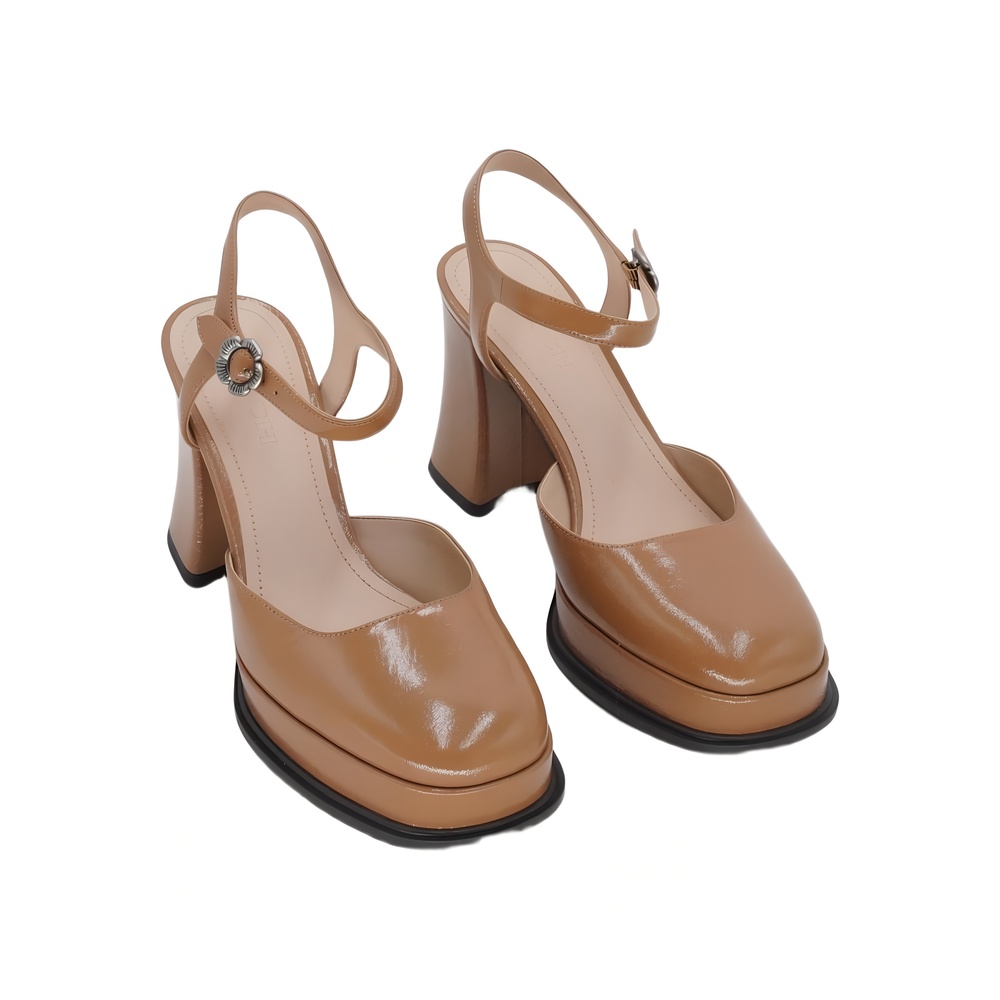 COACH Womens Tea Rose Sculpted-Heel Pump Honey Brown Size 8.5M